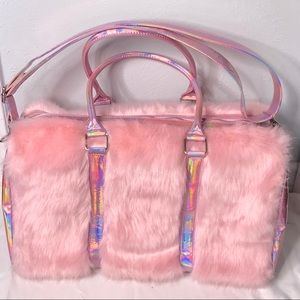Dolls Kill Pink Fur Weekender Tote